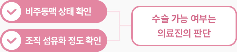 비주동맥 상태 조직 섬유화 정도 확인 코재수술 가능여부 의료진 판단